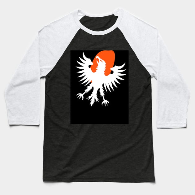 Phoenix Rising Sun (white hawk, eagle, falcon) Baseball T-Shirt by PersianFMts
